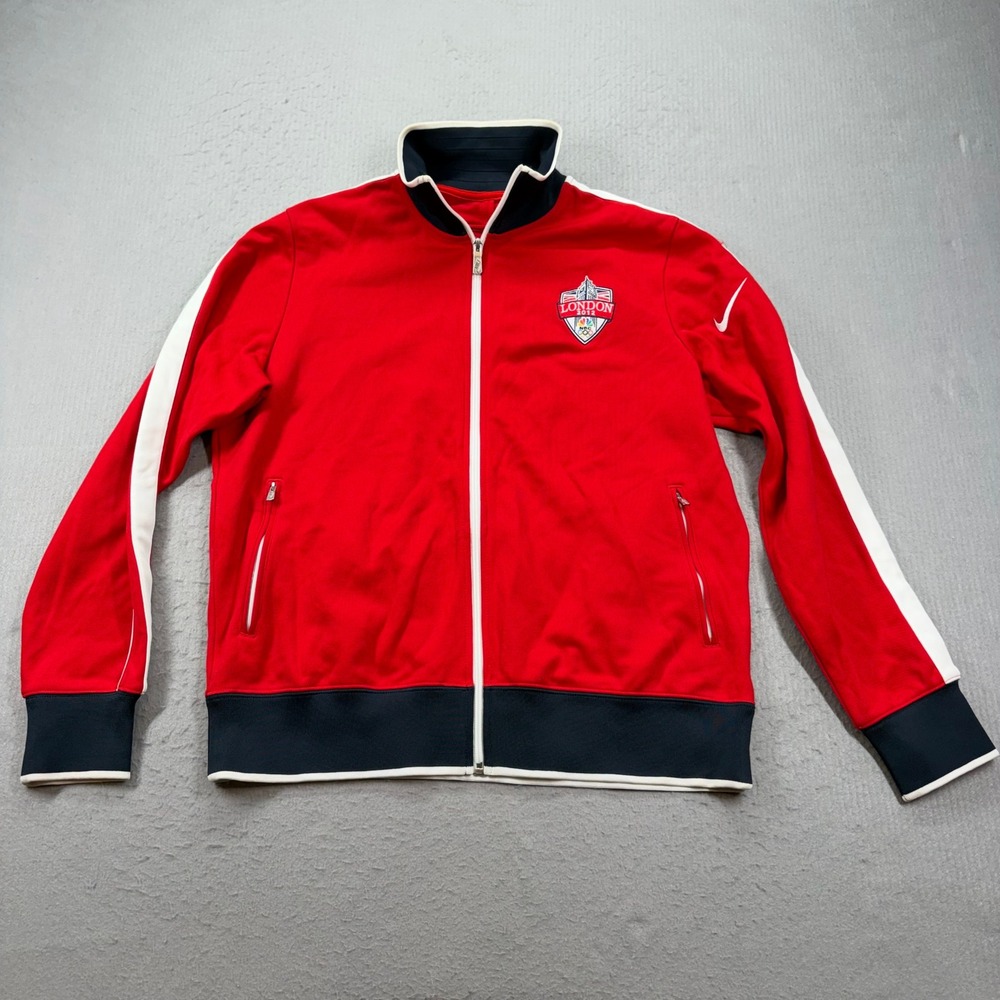 Nike Track Jacket Mens XL Red London 2012 Olympics NBC Full Zip Athletic